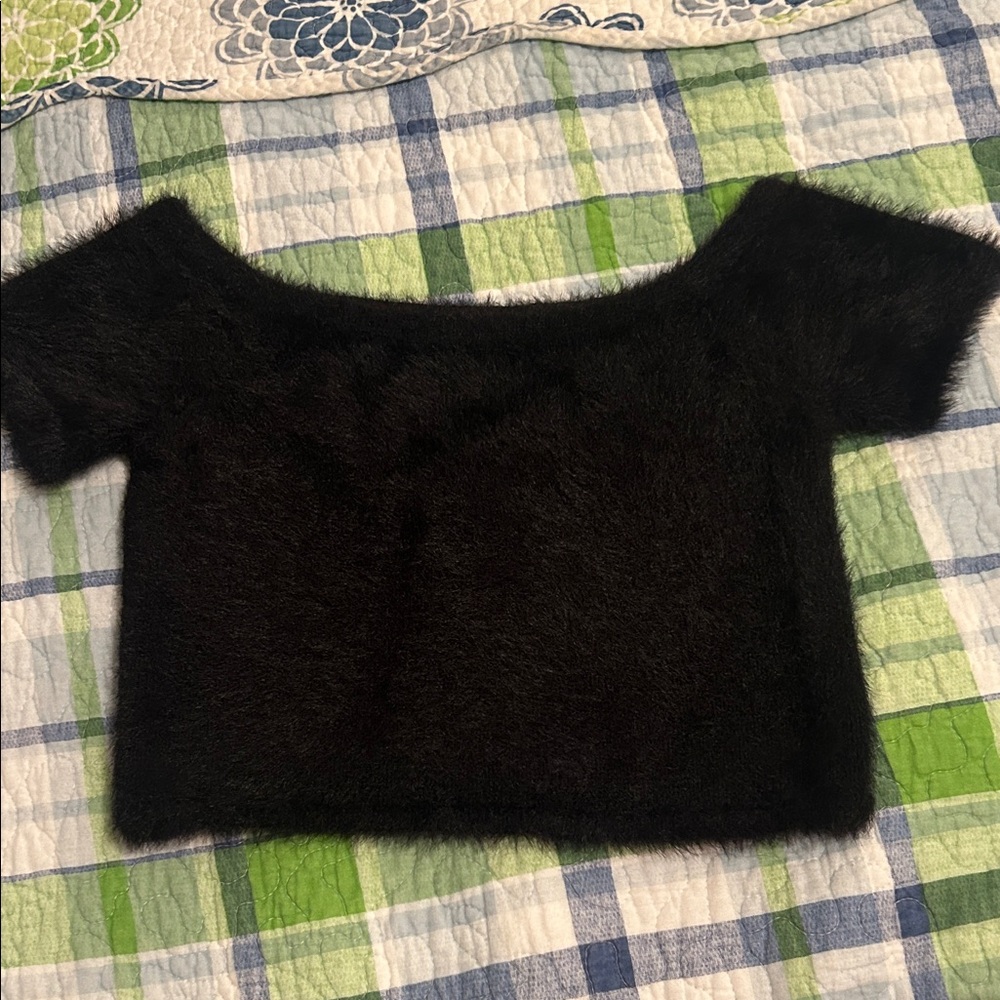 Wild Honey Black Fuzzy Top